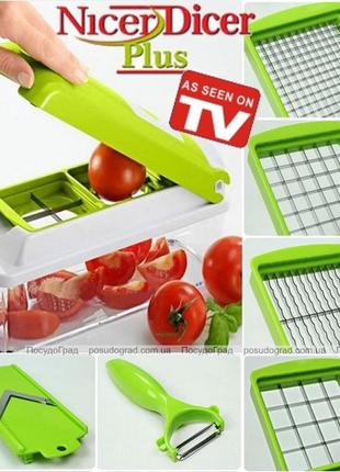 Овочерізка найсер дайсер, nicer dicer plus подрібнювач із книгою рецептів salemarket8 фото