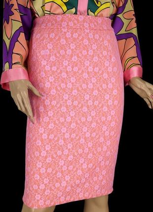 Брендовая розовая гипюровая юбка-карандаш миди "miss selfridge". размер uk10/eur38.3 фото