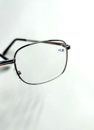 +1 окуляри скляні чоловічі для читання зору металеві чорні срібні2 фото