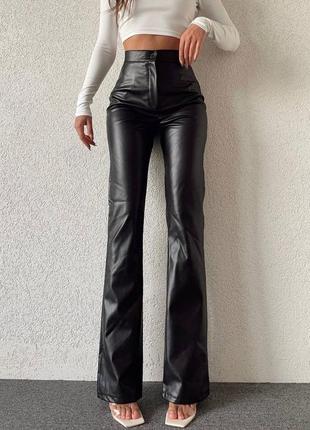 ❤️ шикарные женские брюки эко кожа черный черный черне дженские теплые тёплые кожум искусственная кожа