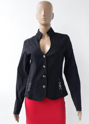 Стильный черный пиджак на 4 пуговицах без подкладки 44 размер (38 евроразмер).