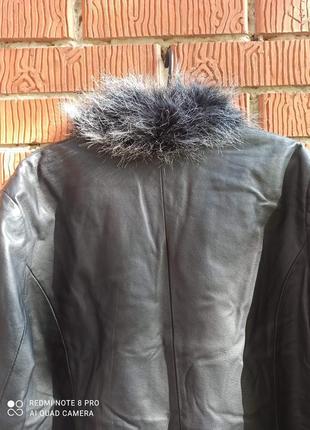Натуральная кожаная куртка с мехом,4 фото
