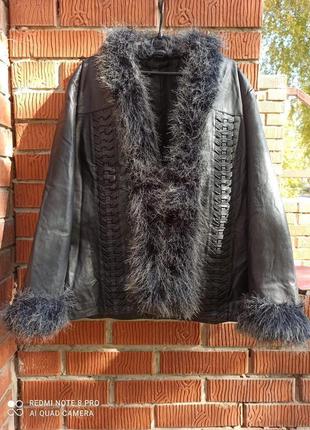 Натуральная кожаная куртка с мехом,1 фото