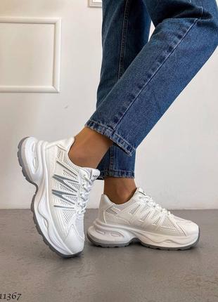 Кроссовки деми =fashion= женские 11367 белый экокожа тестиль резина2 фото