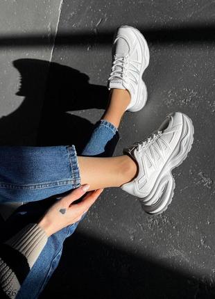 Кроссовки деми =fashion= женские 11367 белый экокожа тестиль резина8 фото
