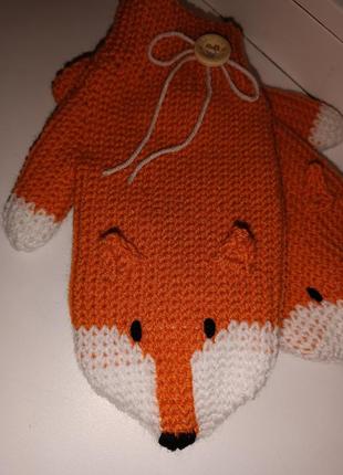 Рукавички лисички варежки перчатки митенки звероварежки