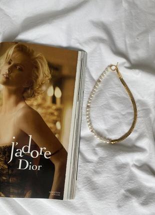 Невероятно красивый чокер ожерелье из жемчужин и золотого колошка1 фото