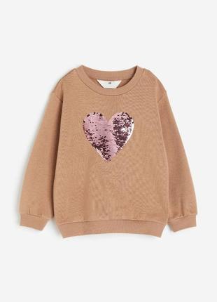 Теплый свитшот кофта для девочки из флис внутри h&amp;m