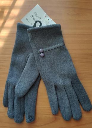 Женские серые перчатки утепленные для мобильного телефона