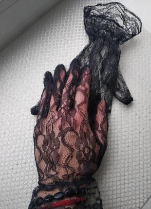 Ажурные черные перчатки1 фото