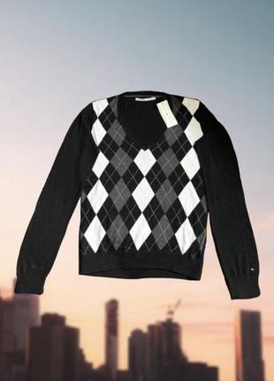 Хлопковый свитер пуловер tommy hilfiger черный оригинальный,новой