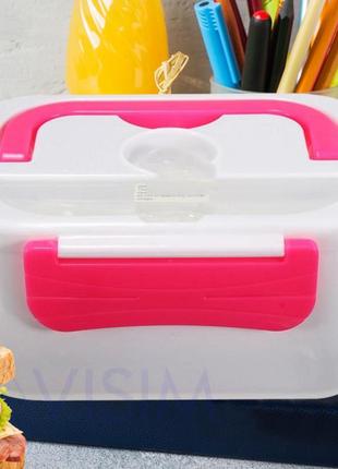Ланч-бокс з підігрівом lunch box (220в). колір: рожевий4 фото