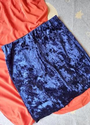 Новая яркая юбка велюровая оксамитова бархатная прямая мини юбка