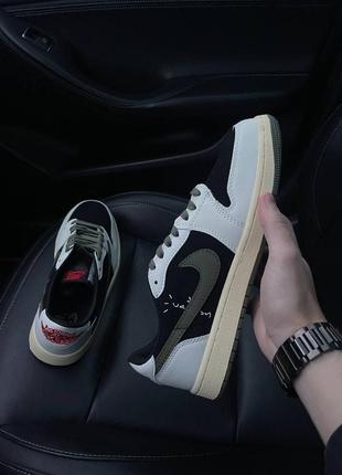 Кроссовки nike air jordan 1 low “olive” travis scott6 фото