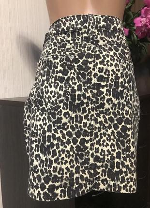 Леопардовая юбка джинсовая коттон4 фото