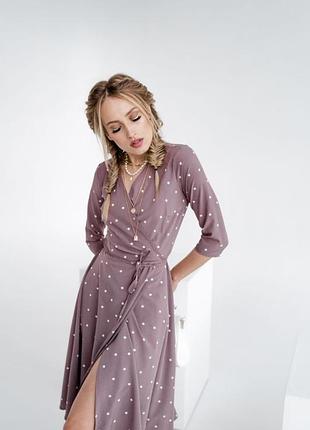 Платье в горошек на запах