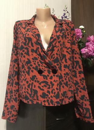 Леопардовый пиджак красный2 фото