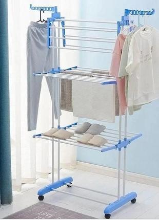 Многоярусная сушилка для белья и одежды garment rack with wheels складная,напольная сушарка для вещей1 фото