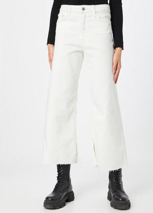 Широкі білі штани, джинси з розрізами, висока посадка,