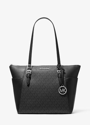 Женская черная сумка michael kors charlotte из монограммной канвы и кожи оригинал1 фото