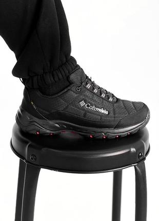 Чоловічі термо кросівки зимові columbia waterproof low black red