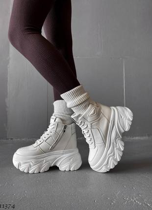 Зимові кросівки на високій підошві =veagia= жіночі 11374 білий екошкіра екохутро