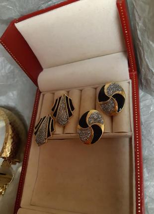 Серьги винтаж эмаль, позолота, по 240грн