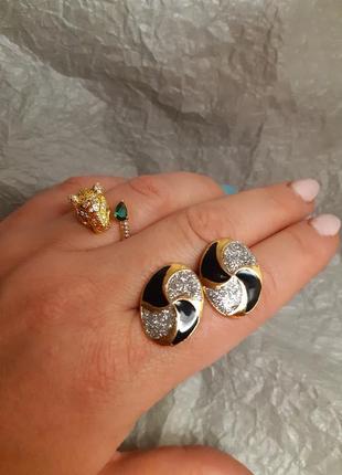 Серьги винтаж эмаль, позолота, 210грн, овальные