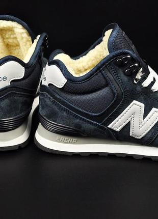 Кросівки жіночі new balance 574 high blue & white winter