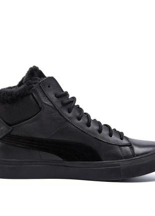 Чоловічі зимові черевики pm black leather9 фото