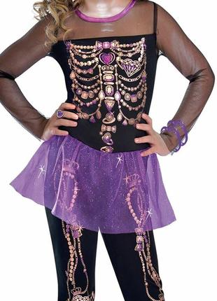 Красивый карнавальный костюм скелета на девочку на хэллоуин amascan