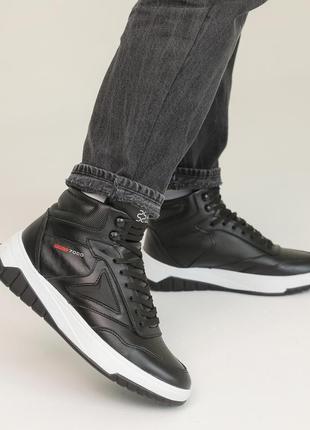 Ботинки мужские кожаные мех черные2 фото