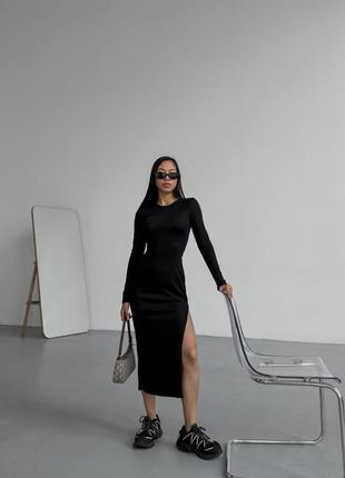 🎨3! шикарное женское платье-мини рубчик черный черный черное женское платье.