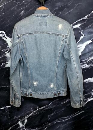Levis джинсовая куртка, джинсовка, состаренная с латками, синяя, голубая m2 фото