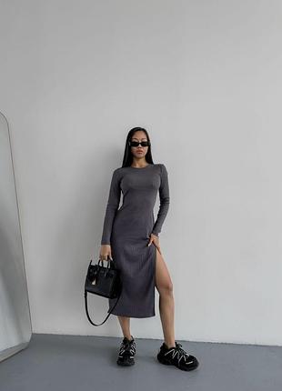 🎨3! шикарна жіноча сукня графіт графітова графітовий женское платье сіре серое міді миди