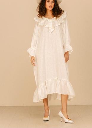Новое платье ярусное молочно белое jeanne d'arc котон3 фото