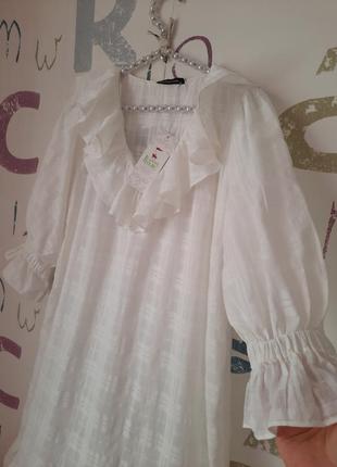 Новое платье ярусное молочно белое jeanne d'arc котон4 фото