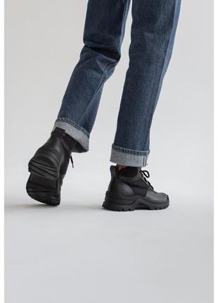 Чоловічі демісезонні шкіряні черевики чорного кольору4 фото