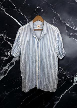 Levis рубашка в полоску га короткий рукав голубая белая