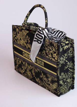 Christian dior book tote black yellow/женская сумка/женская сумочка/жіноча сумка4 фото