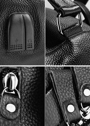 Шкіряний чоловічий рюкзак великий і місткий з натуральної шкіри чорний (1235)7 фото