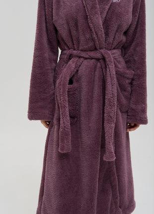 Теплый однотонный женский халат queen - велюрсофт2 фото