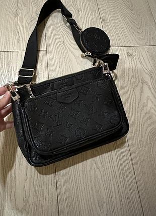 Чёрная сумка кросс боди louis vuitton lv луи витон луї вітон/louis vuitton 3 в 1 люксова якість