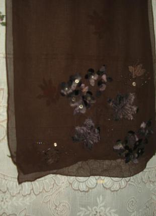 Супер шарф коричневий -стильна,чуднаф аппликацмя.