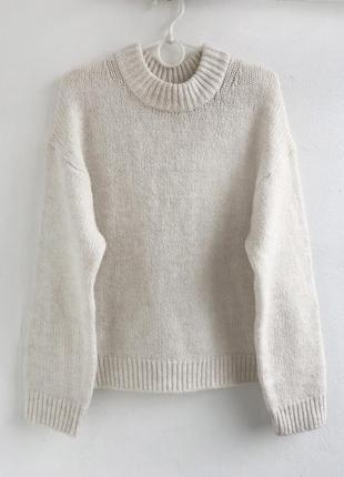 Вязаный молочный бежевый свитер шерсть альпака h&m6 фото