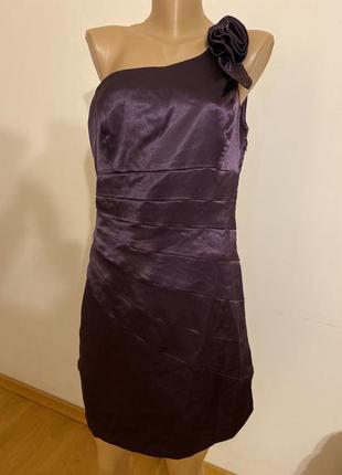 Платье атласное фиолетовое бордо марсала1 фото