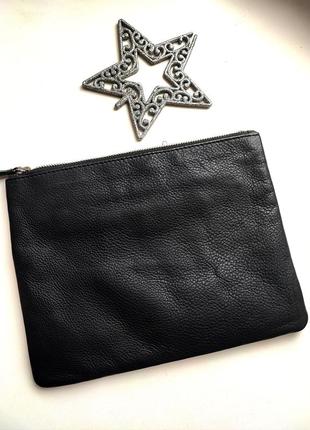 Шкіряний клатч accessorize  чьорного кольору, клатч ( великий гаманець ) натуральна шкіра 20х26 см