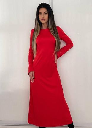 Базова сукня міді по фігурі плаття довга червона чорна біла повсякденна трендова стильна3 фото