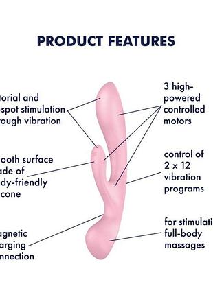 Вібратор-кролик satisfyer triple oh pink 7