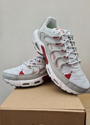 Кроссовки nike air max terrascape plus tn grey red найк серые белые с красным